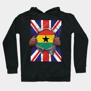 Ghana Flag Great Britain Flag Ripped - Gift for Ghanaian From Ghana Hoodie